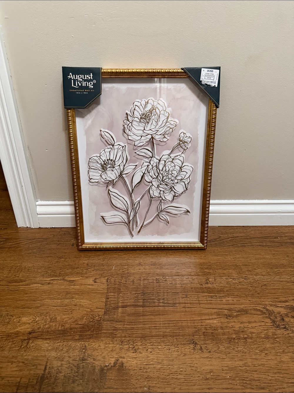 Blush Floral Wall Art with Gold Frame
